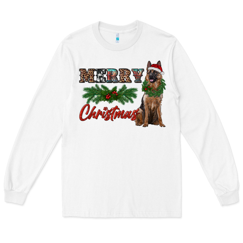 Merry Christmas German Shepherd Long Sleeve Tee by RanaPortraitStore | Teevron