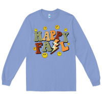 Colony Blue happy fall smiley face Long Sleeve Tee - BarkalooDesign