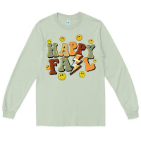 Matcha happy fall smiley face Long Sleeve Tee - BarkalooDesign