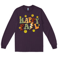 Plum happy fall smiley face Long Sleeve Tee - BarkalooDesign