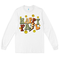 White happy fall smiley face Long Sleeve Tee - BarkalooDesign