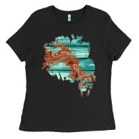 Black wood leather patch Ladies Tee - AdoDesignShop