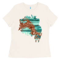 Bone wood leather patch Ladies Tee - AdoDesignShop