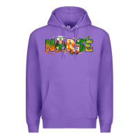 Purple St. Patrick's Day Nurse with gnome Premium Hoodie - HowdyJamesFarm