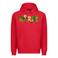 Red St. Patrick's Day Nurse with gnome Premium Hoodie - HowdyJamesFarm