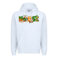 White St. Patrick's Day Nurse with gnome Premium Hoodie - HowdyJamesFarm