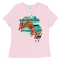 Bubblegum Pink wood leather patch Ladies Tee - AdoDesignShop