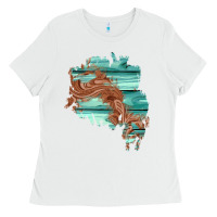 White wood leather patch Ladies Tee - AdoDesignShop