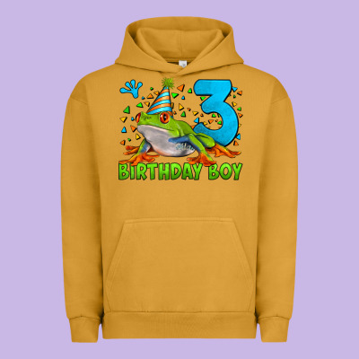 Birthday Boy Frog Age 3 Urban Hoodie Designed By Lillyallendesigns
