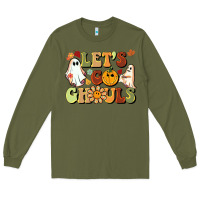 Army Green halloween lets go ghouls Long Sleeve Tee - BarkalooDesign