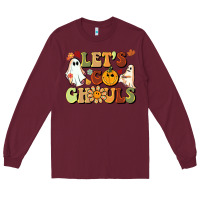 Burgundy halloween lets go ghouls Long Sleeve Tee - BarkalooDesign