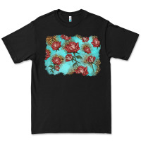 Black red roses with leopard background Premium Tee - LillyAllenDesigns