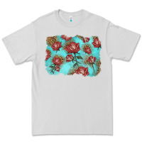 Dove Grey red roses with leopard background Premium Tee - LillyAllenDesigns