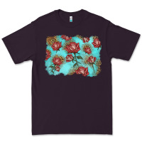 Plum red roses with leopard background Premium Tee - LillyAllenDesigns
