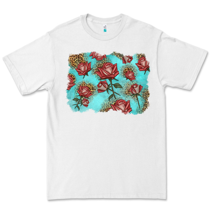 Red Roses With Leopard Background Premium Tee by LillyAllenDesigns | Teevron