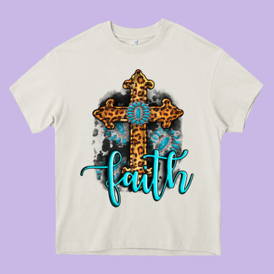 Faith Western Turquoise Heavy Core Tee Designed By Adodesignshop