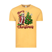 Vintage Mustard Merry Christmas Black Santa Vintage Tee - MaliasSmallBusiness