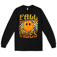 Black fall vibes smiley face Long Sleeve Tee - BarkalooDesign