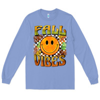 Colony Blue fall vibes smiley face Long Sleeve Tee - BarkalooDesign