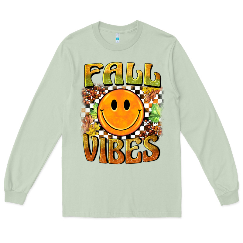 Fall Vibes Smiley Face Long Sleeve Tee by BarkalooDesign | Teevron
