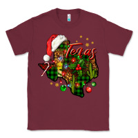 Burgundy Christmas Texas map Classic Tee - NancyCooperArtShop