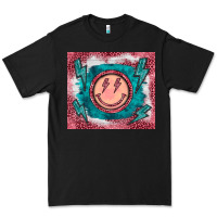 Black western lightning bolt smiling face turquoise Premium Tee - BarkalooDesign