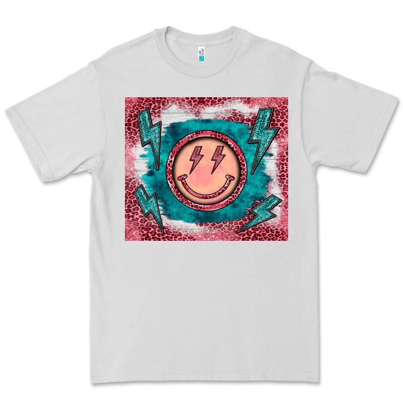 Western Lightning Bolt Smiling Face Turquoise Premium Tee by BarkalooDesign | Teevron