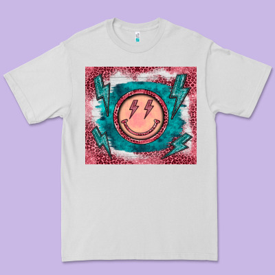 Western Lightning Bolt Smiling Face Turquoise Premium Tee Designed By Barkaloodesign