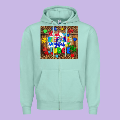 Think Before You Judge Zipper Hoodie Designed By Cowgirlartshop
