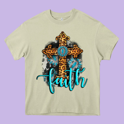 Faith Western Turquoise Heavy Core Tee Designed By Adodesignshop
