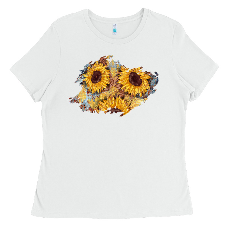 Sunflower Glitter Leather Patch Ladies Tee by AdoDesignShop | Teevron