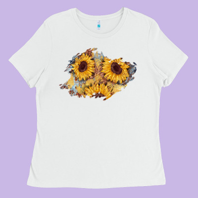 Sunflower Glitter Leather Patch Ladies Tee Designed By Adodesignshop