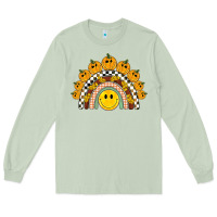 Matcha fall smiley face groovy rainbow Long Sleeve Tee - BarkalooDesign