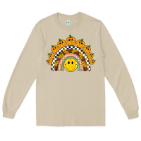 Mushroom fall smiley face groovy rainbow Long Sleeve Tee - BarkalooDesign