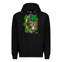 Black St. Patrick's day Donkey Premium Hoodie - CowGirlArtShop