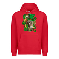Red St. Patrick's day Donkey Premium Hoodie - CowGirlArtShop