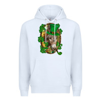 White St. Patrick's day Donkey Premium Hoodie - CowGirlArtShop
