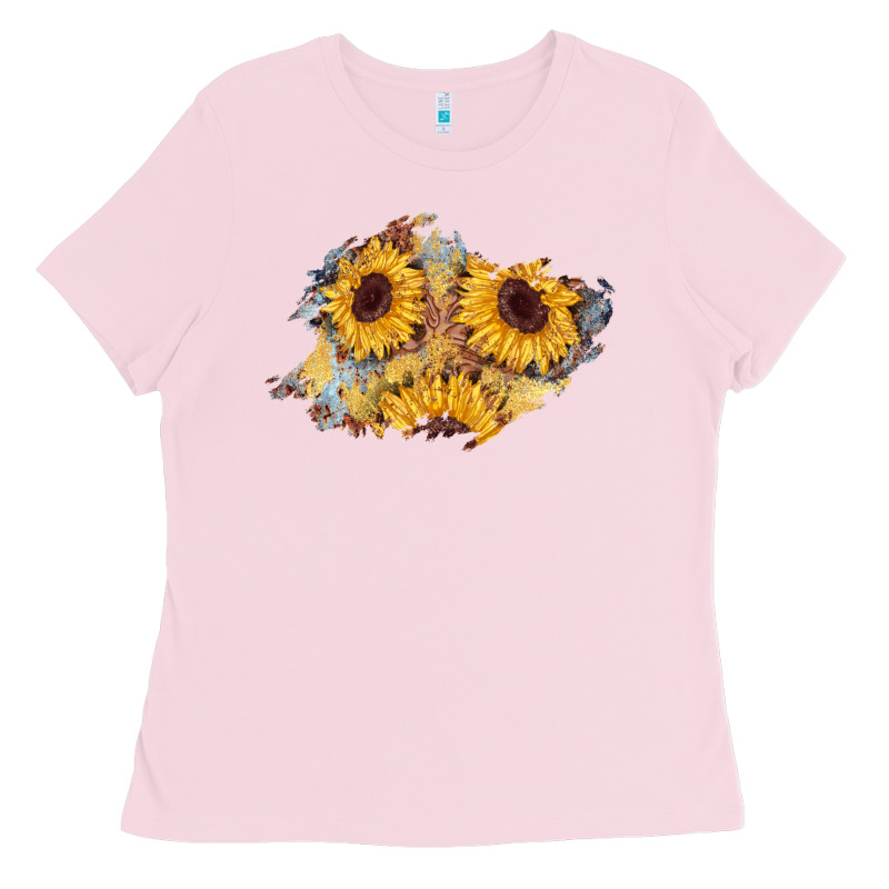 Sunflower Glitter Leather Patch Ladies Tee by AdoDesignShop | Teevron
