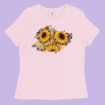 Sunflower Glitter Leather Patch Ladies Tee Designed By Adodesignshop
