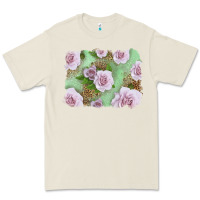 Bone pink roses with leopard background Premium Tee - LillyAllenDesigns