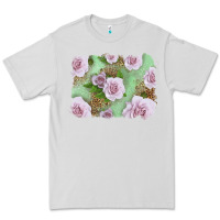 Dove Grey pink roses with leopard background Premium Tee - LillyAllenDesigns