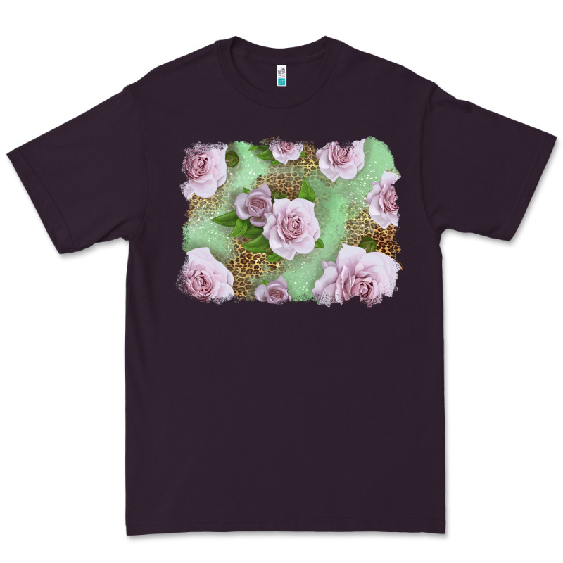 Pink Roses With Leopard Background Premium Tee by LillyAllenDesigns | Teevron