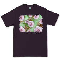 Plum pink roses with leopard background Premium Tee - LillyAllenDesigns
