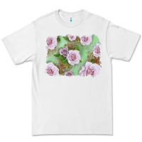 White pink roses with leopard background Premium Tee - LillyAllenDesigns