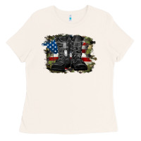 Bone american flag with army boots Ladies Tee - RanaPortraitStore