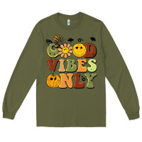 Army Green halloween good vibes only Long Sleeve Tee - BarkalooDesign