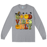Heather Grey halloween good vibes only Long Sleeve Tee - BarkalooDesign