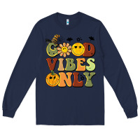 Navy halloween good vibes only Long Sleeve Tee - BarkalooDesign