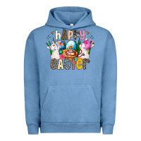 Pigment Pebble Blue Happy Easter Urban Hoodie - CowhideDigitalArt