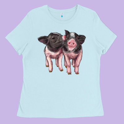 Cute Baby Pigs Ladies Tee Designed By Artiststas